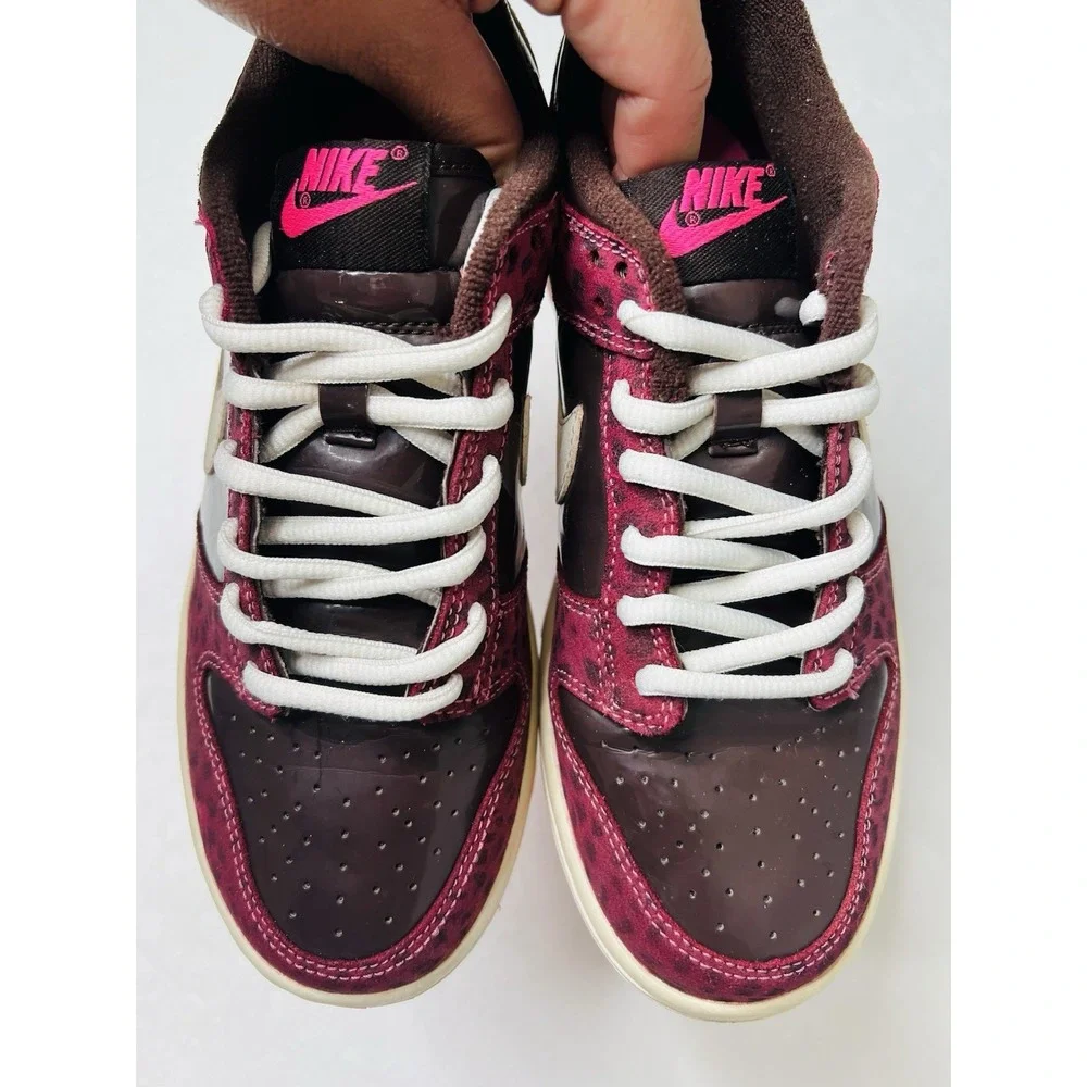 Nike Dunk Low GS Sail Dark Cinder‎ Laser Pink White Leopard 309601-211 Size 5.5Y